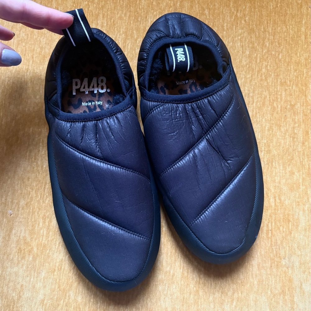 P448 Quilted Black Slip-Ons